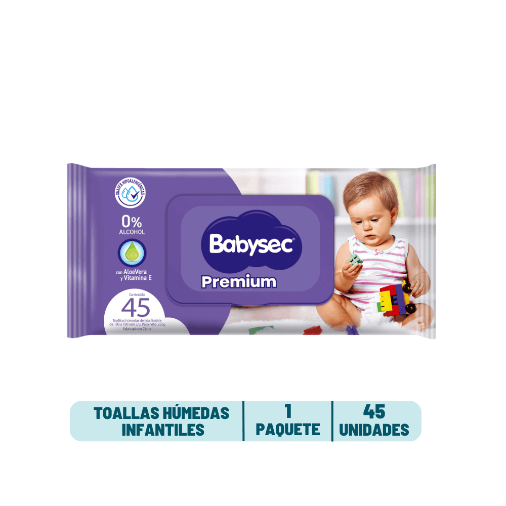 Toalla Humeda Babysec Premium - 45 unidades