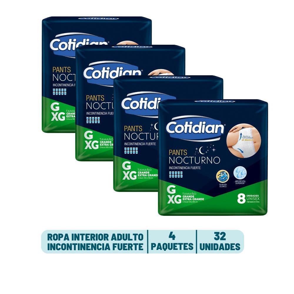 Pack 4 Pants Nocturno Adulto Cotidian - 32 unidades