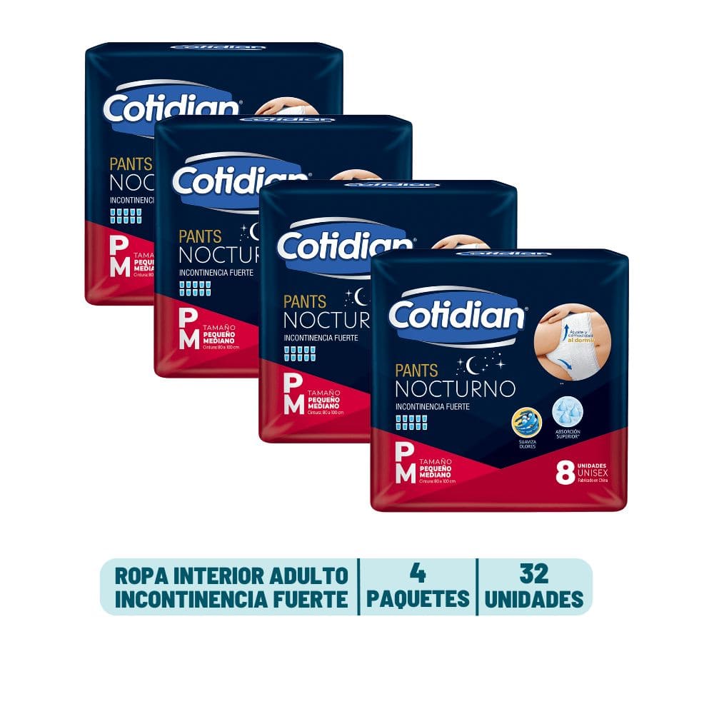 Pack 4 Pants Nocturno Adulto Cotidian - 32 unidades