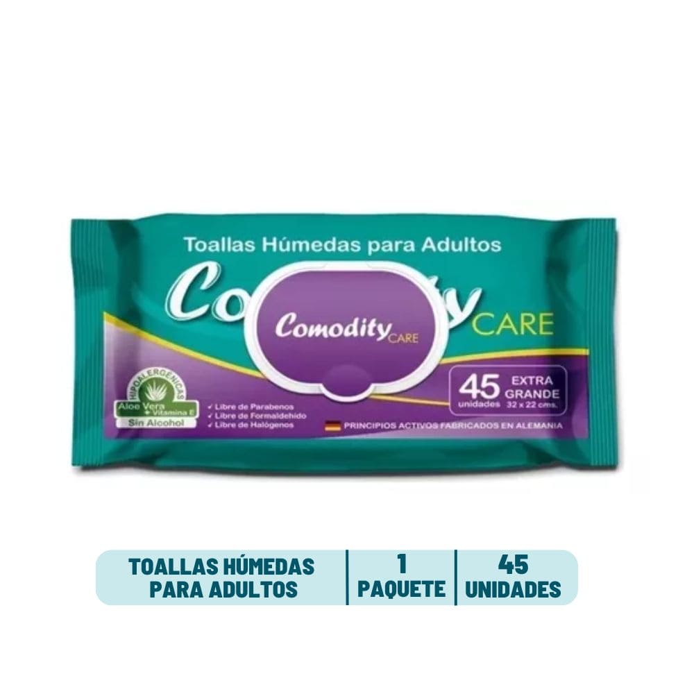Toallas Húmedas Adulto Comodity - 45 unidades
