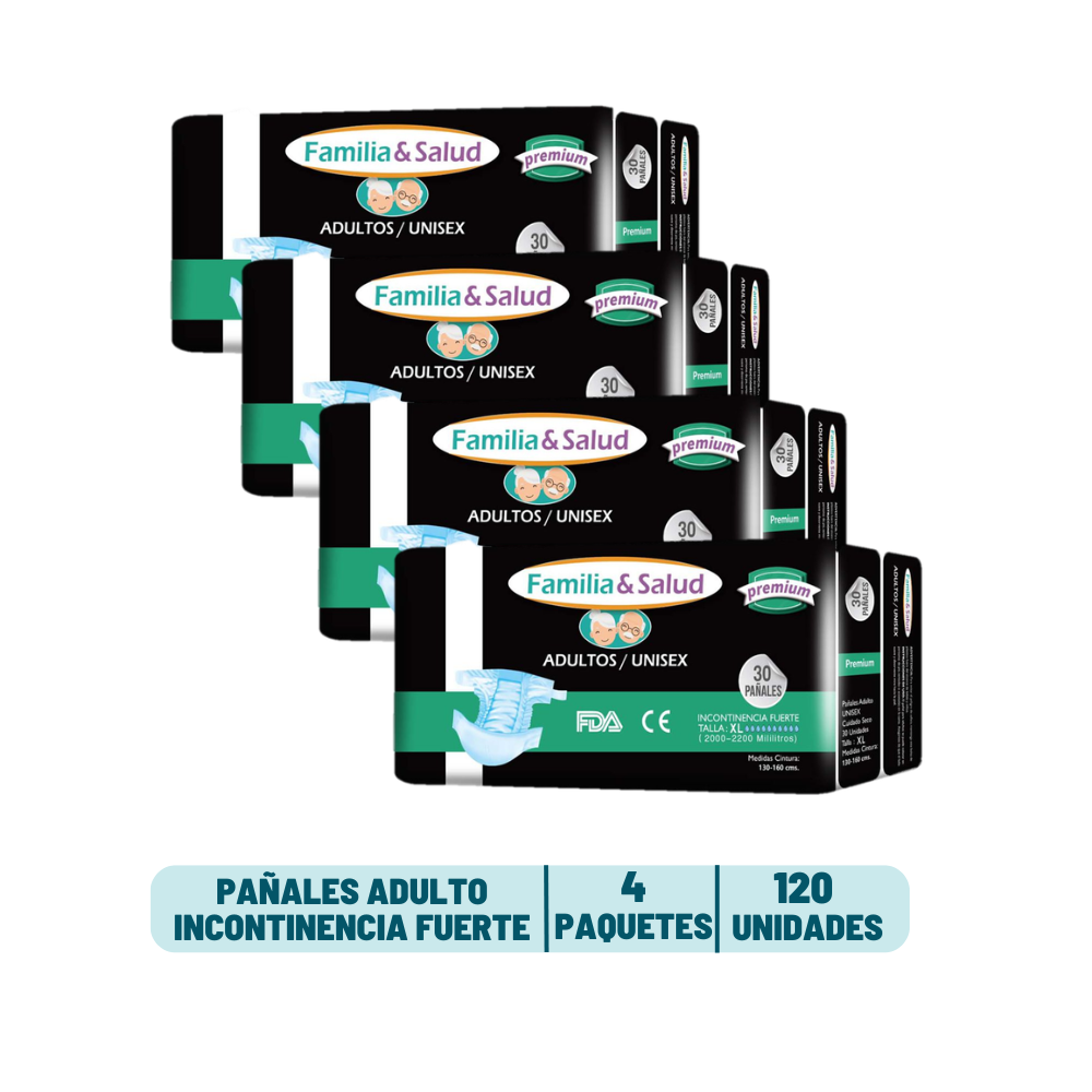Pack 4 Pañal Adulto Familia y Salud - 120 unidades