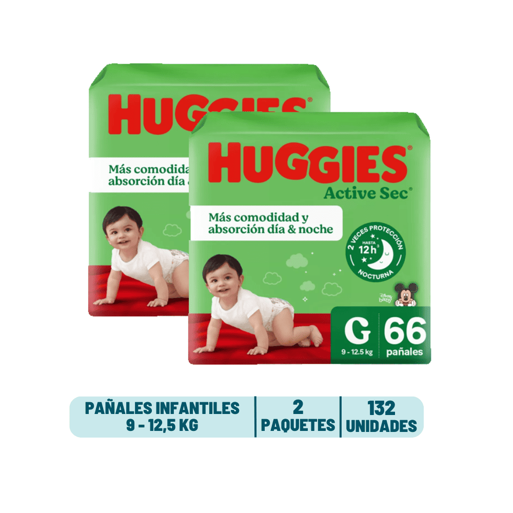 Pack Mensual - Pañal Huggies Active Sec