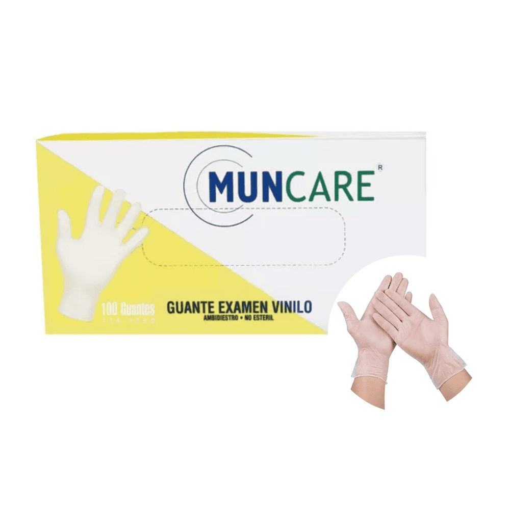 Guantes de Vinilo Muncare - 100 unidades Sin Polvo