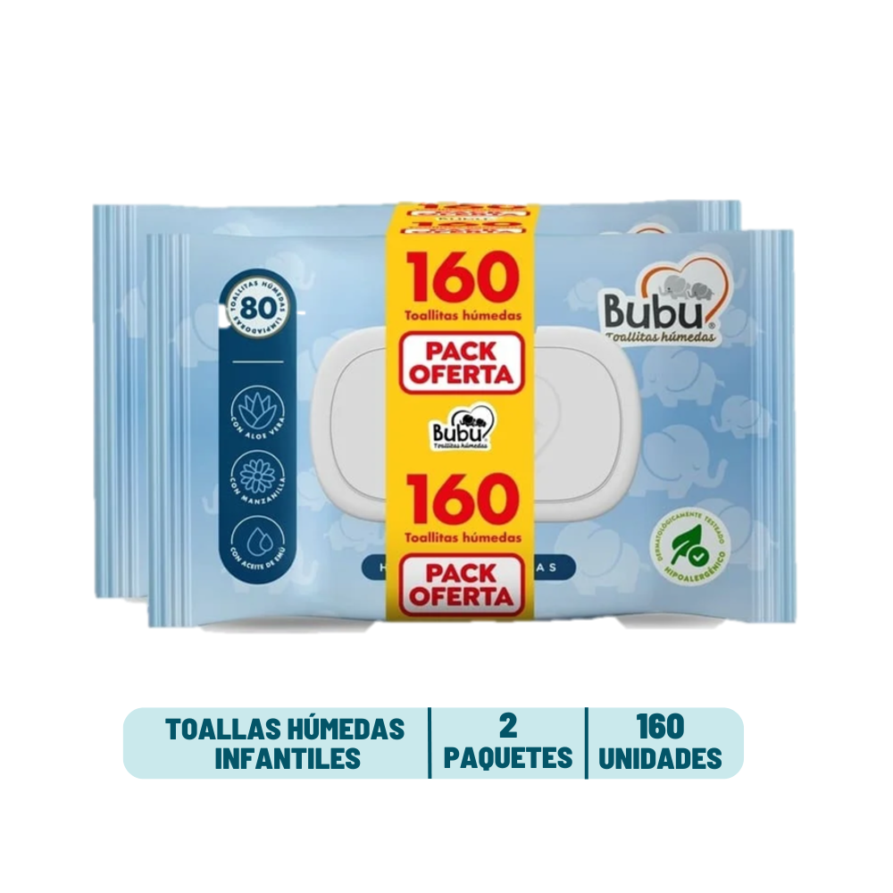 Toalla Humeda Bubu - 160 unidades