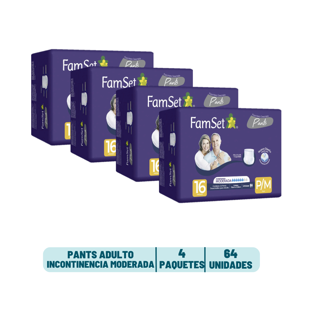 Pack 4 Pants Adulto Famset - 64 unidades
