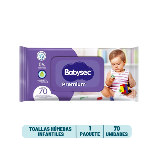 Toalla Humeda Babysec Premium - 70 unidades