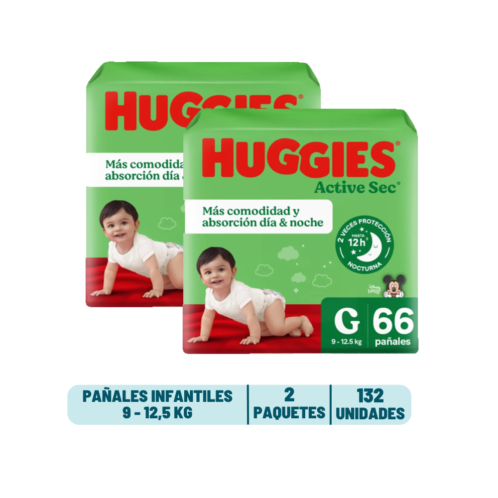 Pack Mensual - Pañal Huggies Active Sec