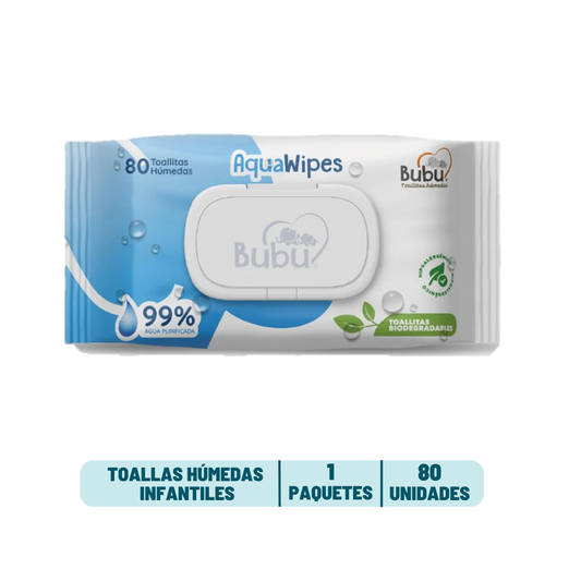 Toalla Humeda Bubu Aqua Wipes - 80 unidades