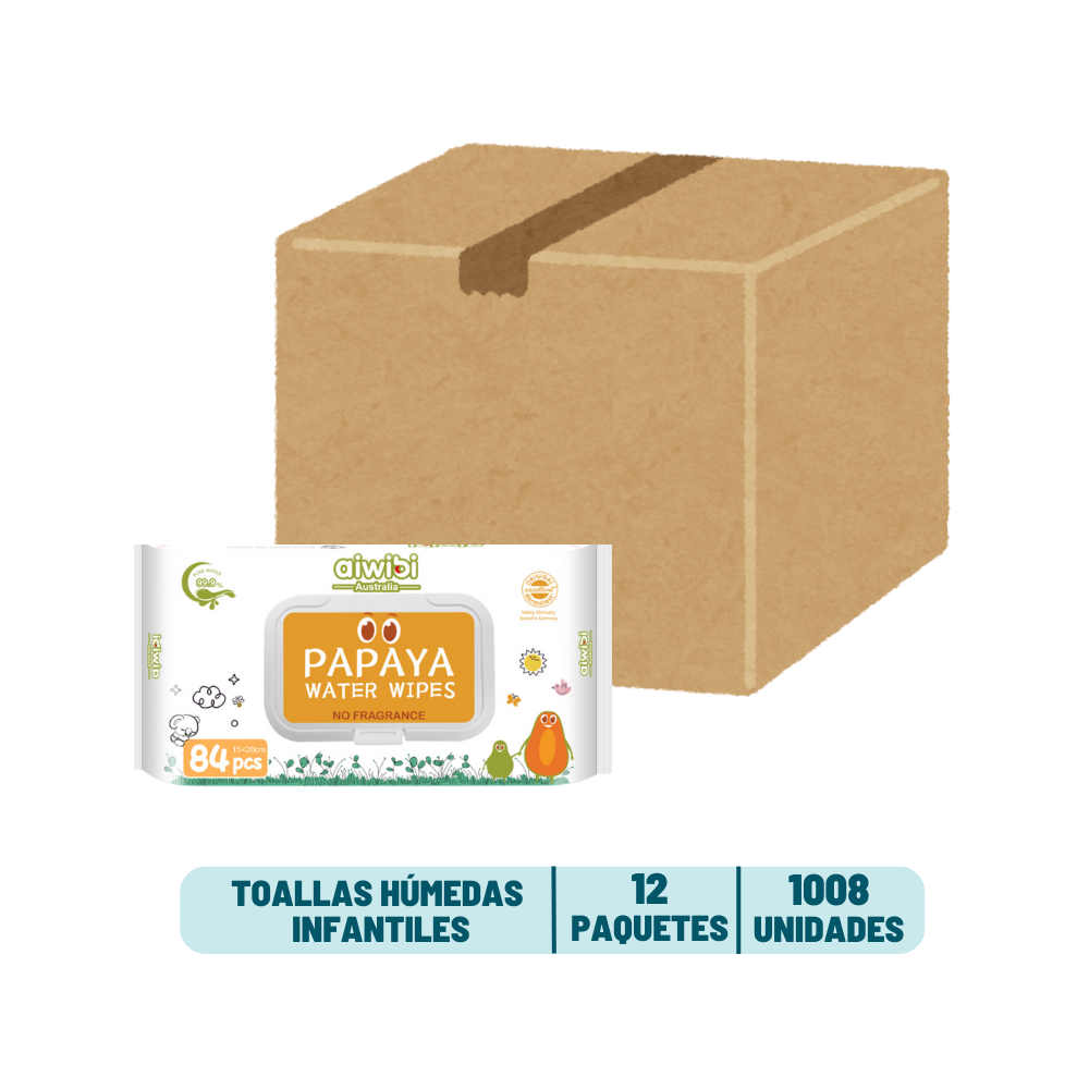 Pack 12 Toallas Humedas Aiwibi Papaya - 1008 unidades