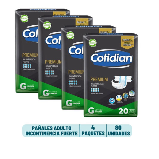 Pack 4 Pañal Adulto Cotidian Premium - 80 unidades
