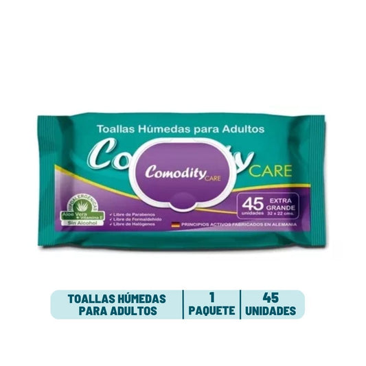 Toallas Húmedas Adulto Comodity - 45 unidades