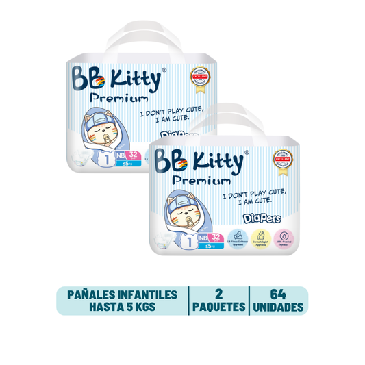 Pack Quincenal - Pañal BB Kitty Premium Recién Nacido