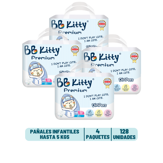 Pack Mensual - Pañal BB Kitty Premium Recién Nacido