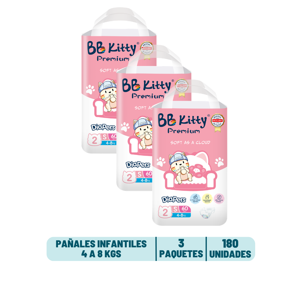 Pack Mensual - Pañal BB Kitty Premium