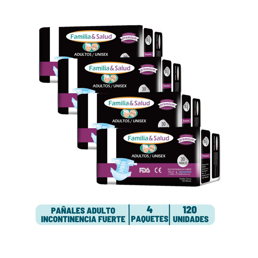 Pack 4 Pañal Adulto Familia y Salud - 120 unidades
