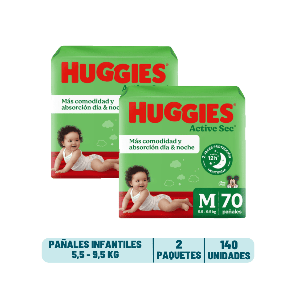 Pack Mensual - Pañal Huggies Active Sec