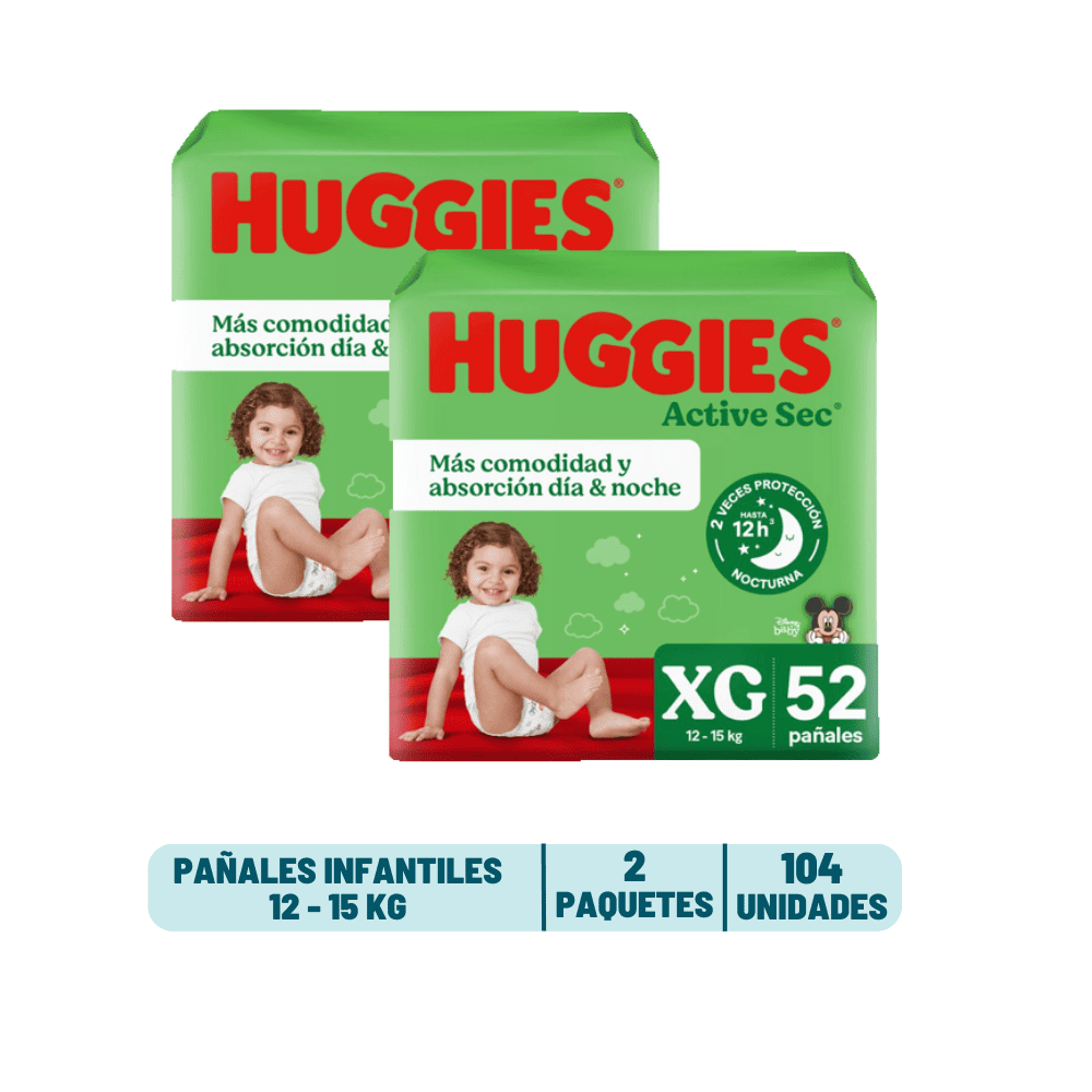 Pack Mensual - Pañal Huggies Active Sec
