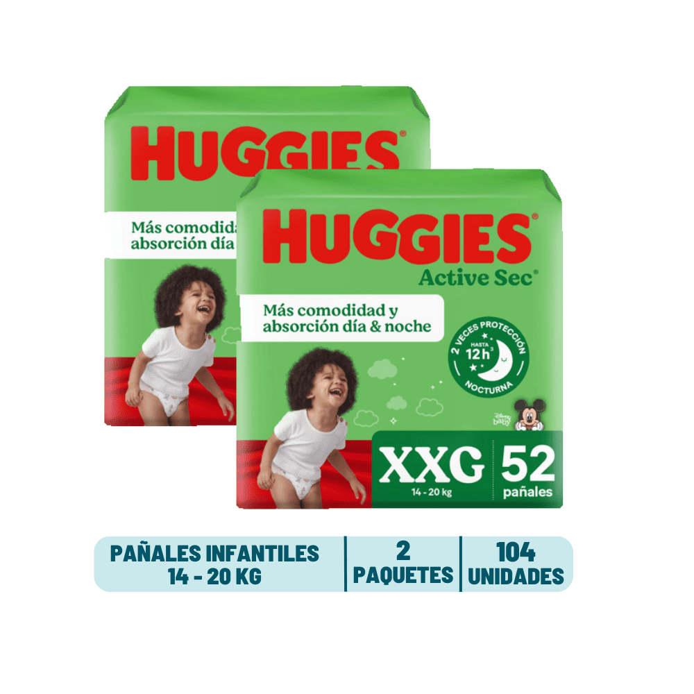 Pack Mensual - Pañal Huggies Active Sec