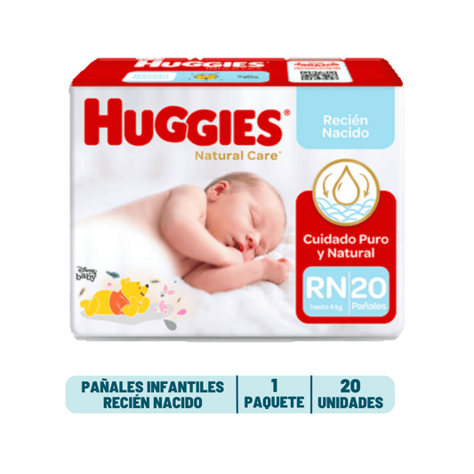 Pañal Huggies Natural Care Recién Nacido - 20 unidades