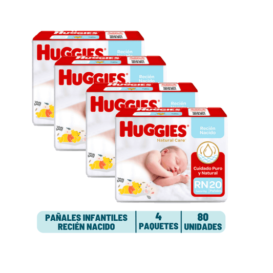 Pack Quincenal - Pañal Huggies Natural Care Recién Nacido - 80 unidades