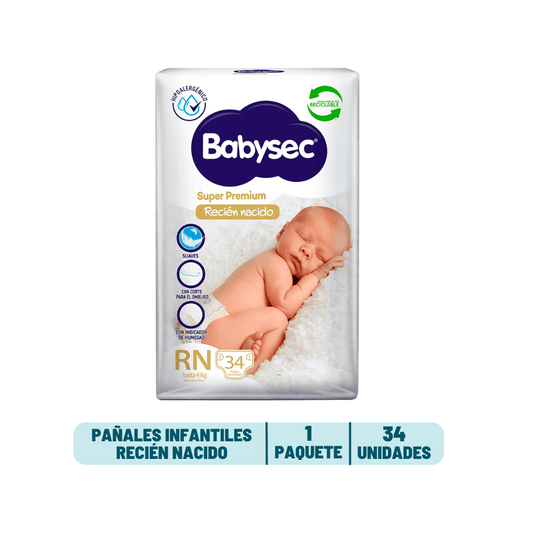 Pañal Babysec Recien Nacido - 34 unidades