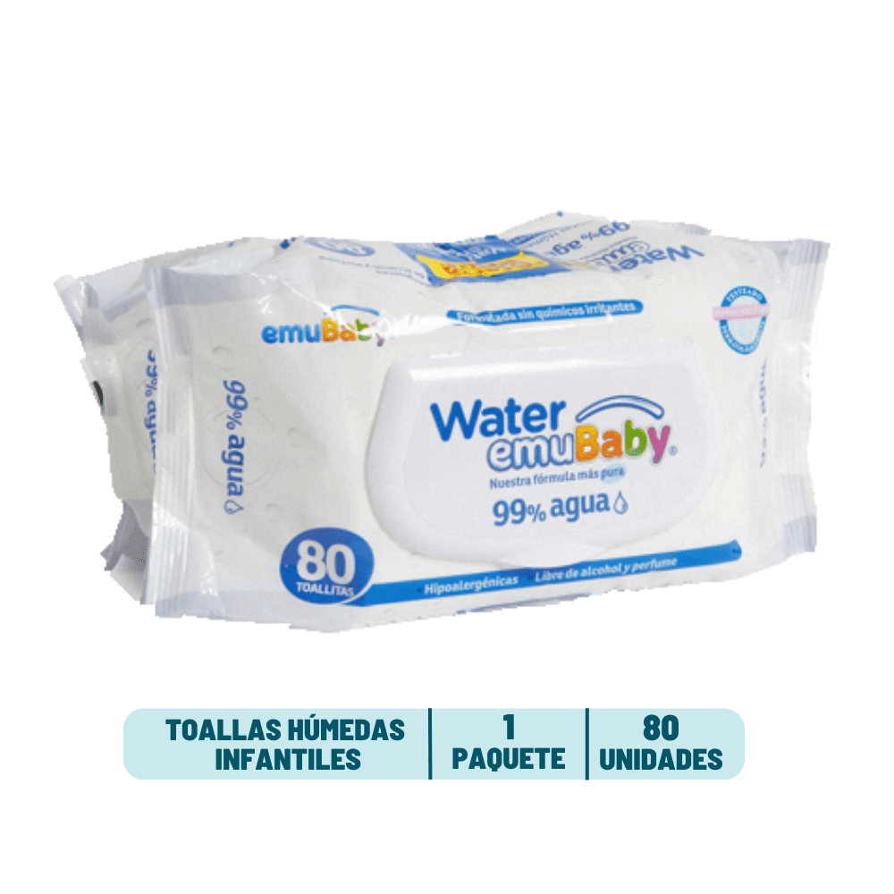 Toalla Humeda Emubaby Water - 80 unidades