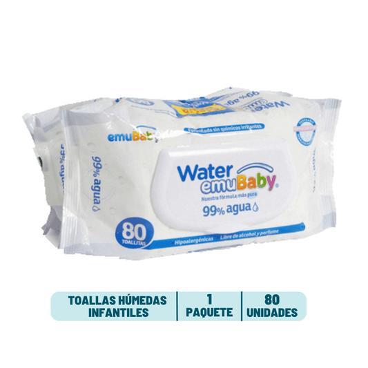 Toalla Humeda Emubaby Water - 80 unidades