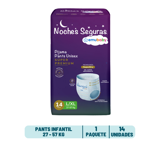Pants Pull Up Noches Seguras Emubaby L/XL - 14 unidades