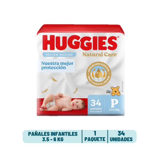 Pañal Huggies Natural Care Pequeño - 34 unidades